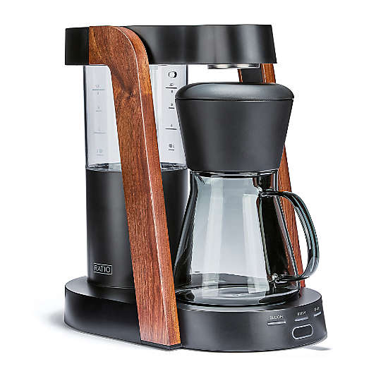 Ratio Eight Series 2 Matte Black and Walnut Coffee Maker with Thermal and Glass Carafe