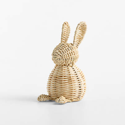 Small Rattan Bunny Decorative Sculpture
