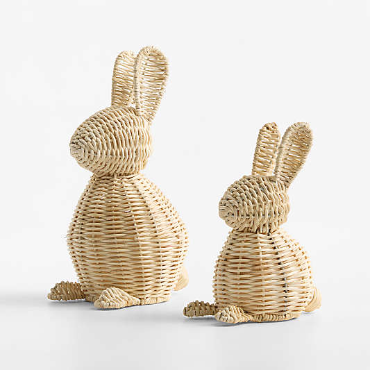 Small Rattan Bunny Decorative Sculpture