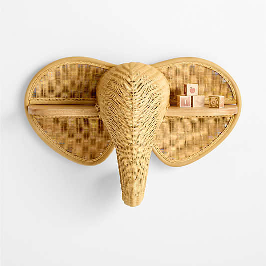 Rattan Elephant Kids Wall Shelf