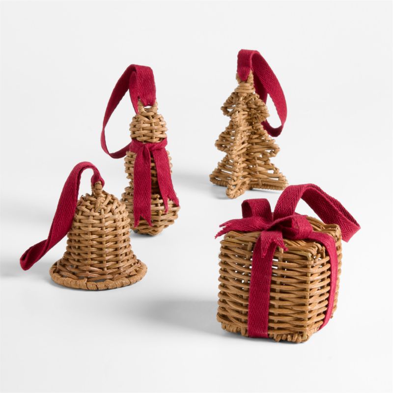 Rattan Christmas Ornaments, Set of 4 - image 0 of 3