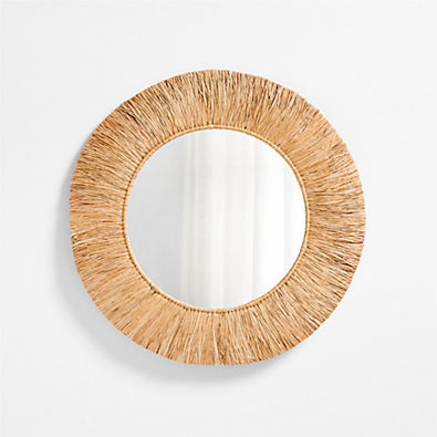 View Ravi Raffia 36" Round Wall Mirror details