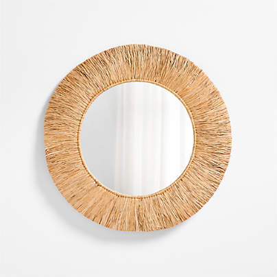 Ravi Raffia 36" Round Wall Mirror