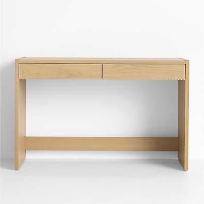 Raya 47" Natural Oak Wood 2-Drawer Wide Kids Desk