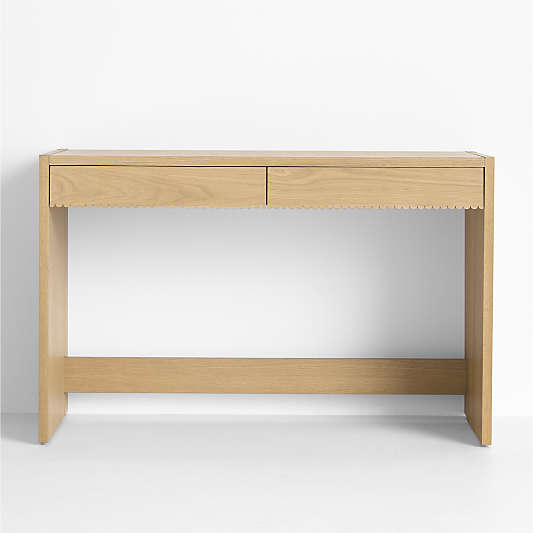 Raya 47" Natural Oak Wood 2-Drawer Wide Kids Desk