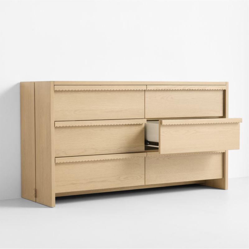 Raya 58" Natural Oak Wood Wide 6-Drawer Kids Dresser - image 9 of 10