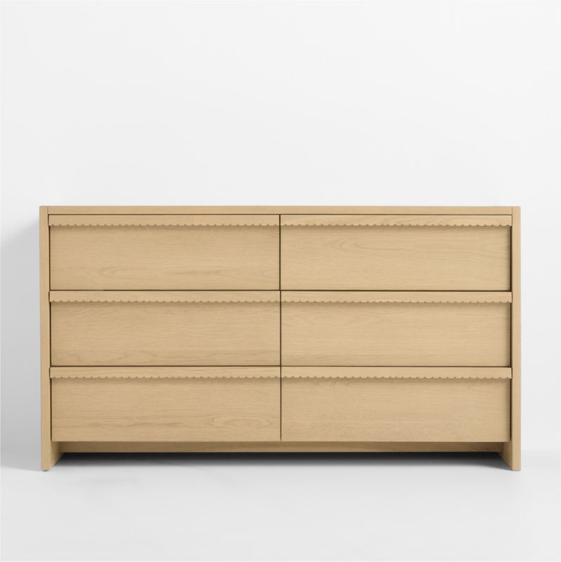 Raya 58" Natural Oak Wood Wide 6-Drawer Kids Dresser - image 4 of 10