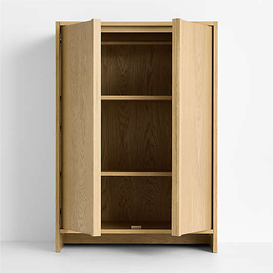 Raya 41" Natural Oak Wood Kids Storage Armoire