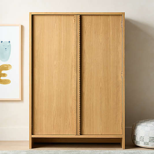Raya Natural Oak Wood Storage Armoire