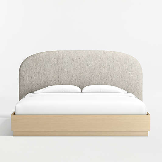 Rayna Curved Upholstered King Headboard and Wood Bed