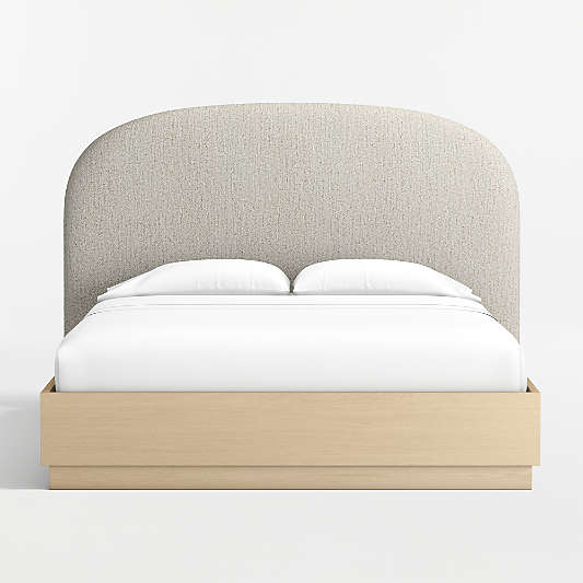 Rayna Curved Upholstered Queen Headboard and Wood Bed