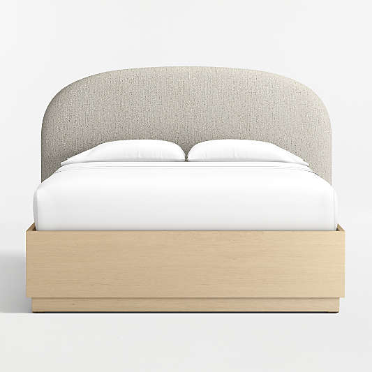 Rayna Curved Upholstered Queen Headboard and Wood Storage Bed