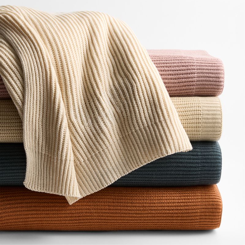 Natural Undyed Flecked Rib Knit Organic Cotton Baby Stroller Blanket - image 1 of 7