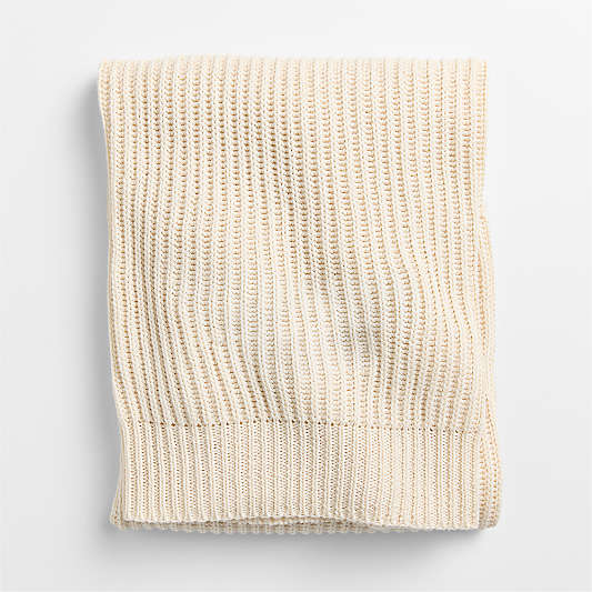 Natural Undyed Flecked Rib Knit Organic Cotton Baby Stroller Blanket