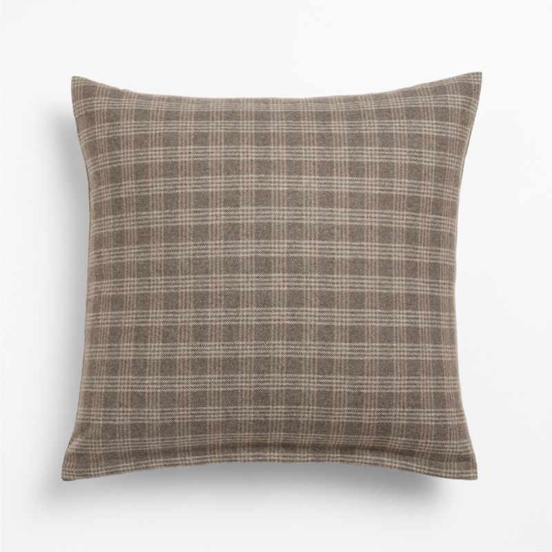 Roberto Italian Wool Blend Plaid 20"x20" Sand Beige Throw Pillow Cover - image 1 of 3