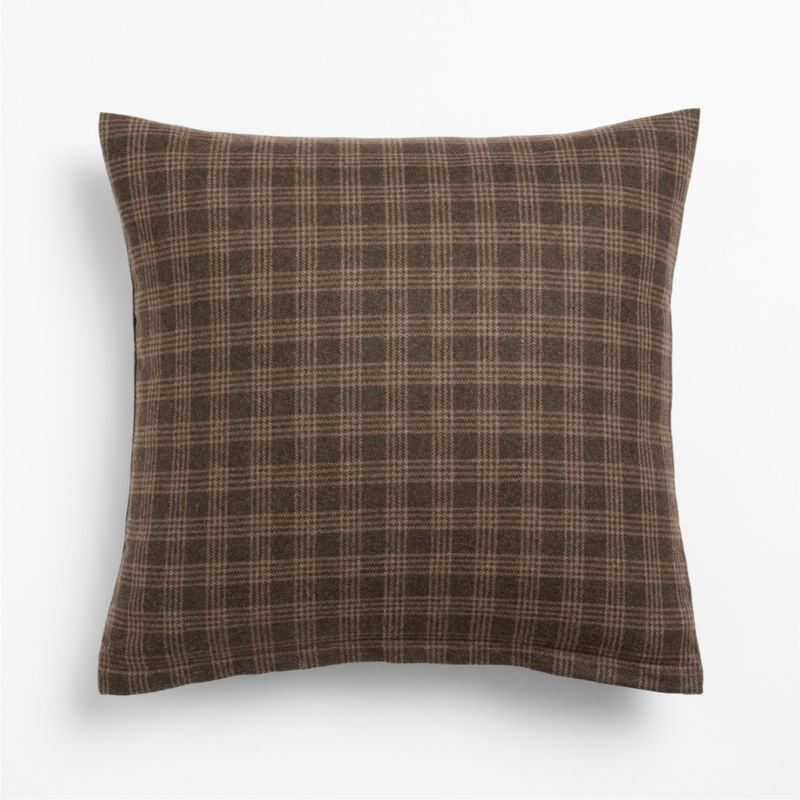 Roberto Italian Wool Blend Plaid 20"x20" Deep Brown Throw Pillow Cover - image 1 of 4