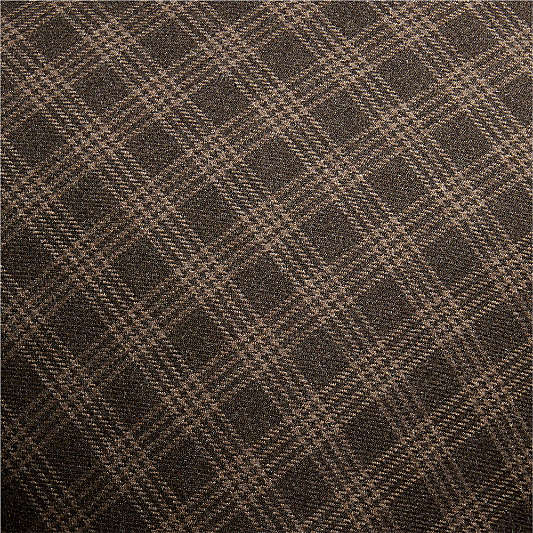 Roberto Italian Wool Blend Plaid 20"x20" Deep Brown Throw Pillow Cover