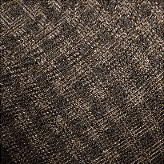 Roberto Italian Wool Blend Plaid 20"x20" Deep Brown Throw Pillow Cover