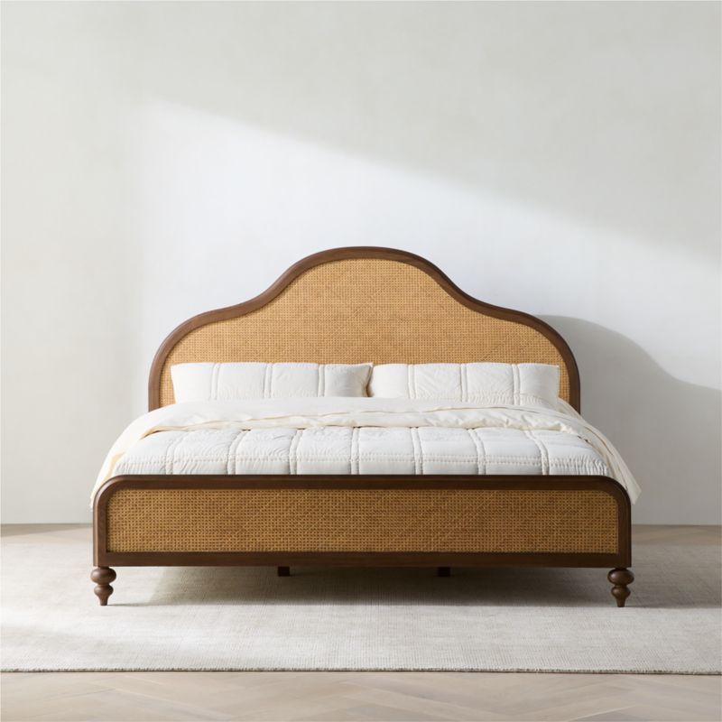 Richmond Cane and Warm Brown Oak Wood Queen Bed - image 1 of 11
