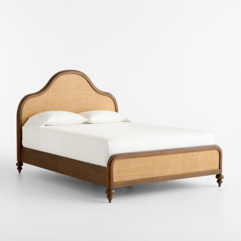 Richmond Cane and Warm Brown Oak Wood Queen Bed - image 7 of 11