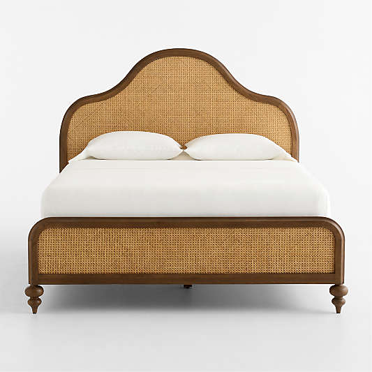 Richmond Cane and Warm Brown Oak Wood Queen Bed