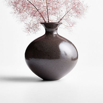 View Rochester Small Brown Ceramic Vase 8" details