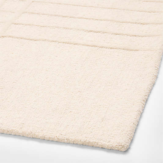Racket Plaid Ivory Wool Kids Area Rug Swatch by Venus Williams