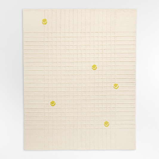 Racket Plaid Ivory Wool Kids Area Rug by Venus Williams