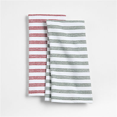 View Textured Terry Holiday Stripe Dish Towel, Set of 2 details