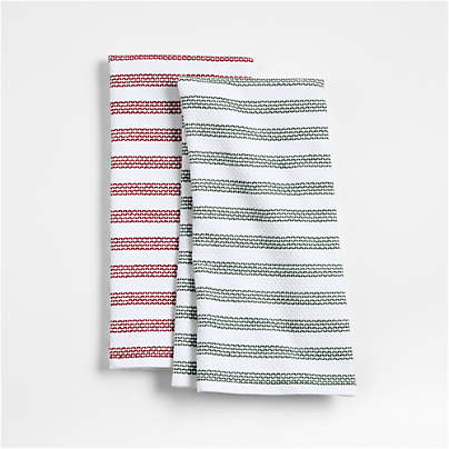 Textured Terry Holiday Stripe Dish Towel, Set of 2