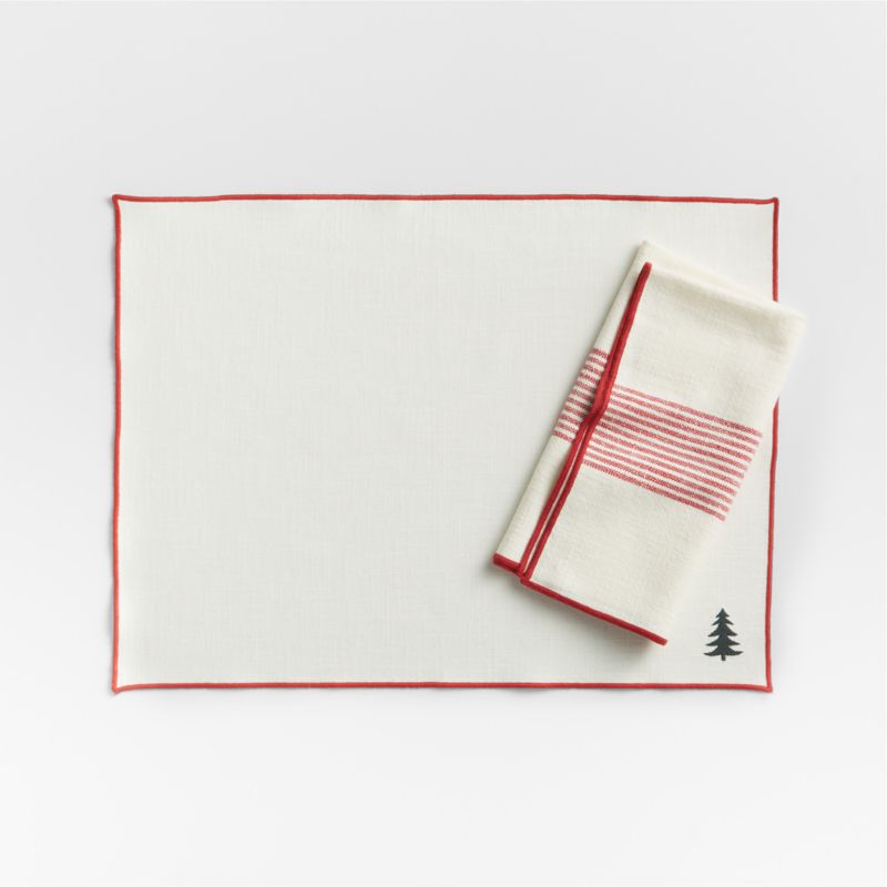 Mercer Merrow-Stitch Red Striped Organic Cotton Napkin - image 3 of 5