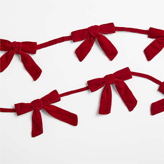 Red Velvet Bows Christmas Tree Garland