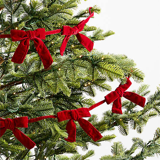 Red Velvet Bows Christmas Tree Garland