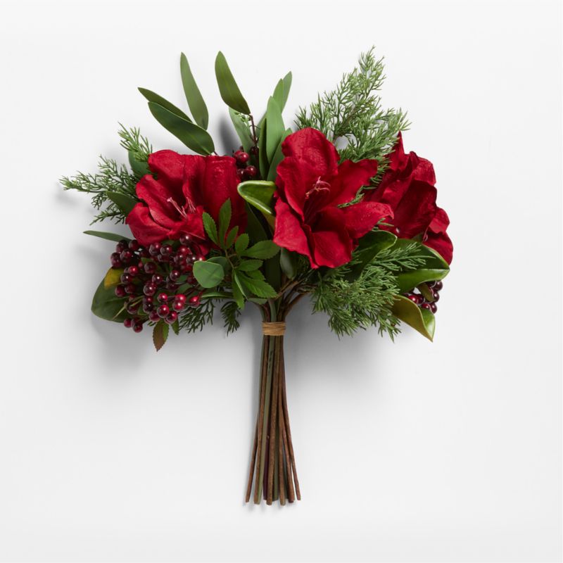 Faux Red Amaryllis and Berry Holiday Bouquet - image 1 of 3