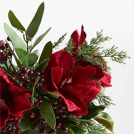 Faux Red Amaryllis and Berry Holiday Bouquet