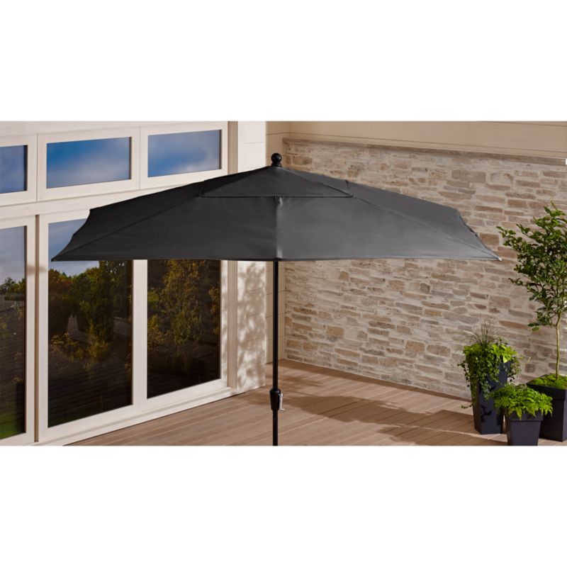 10' Rectangular Sunbrella ® Charcoal Outdoor Patio Umbrella with Black Frame - image 1 of 7