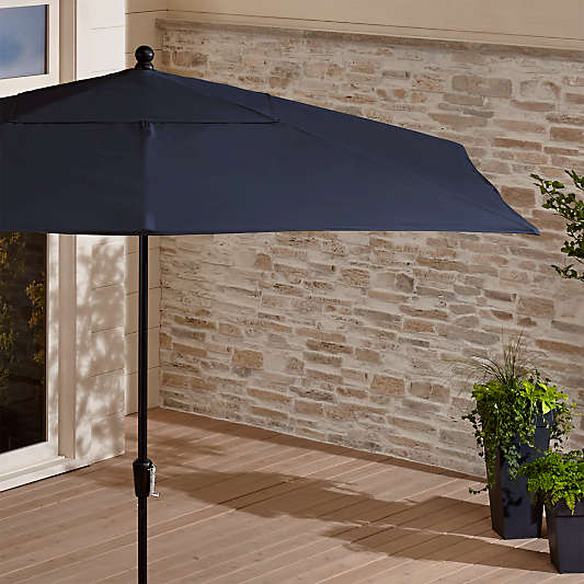 Rectangular Sunbrella ® Dark Navy Patio Umbrella with Black Frame