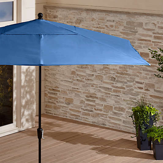 Rectangular Sunbrella ® Mediterranean Blue Patio Umbrella with Black Frame