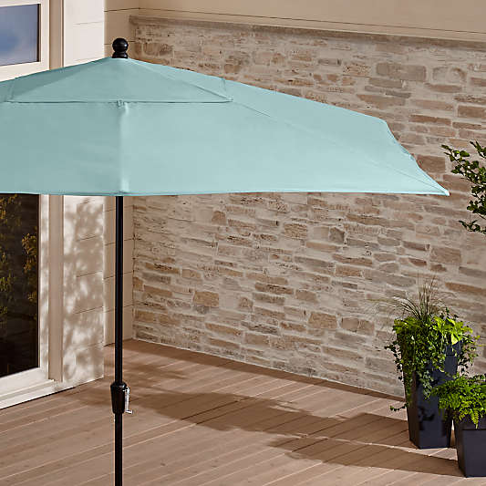 Rectangular Sunbrella ® Soft Mineral Patio Umbrella with Black Frame