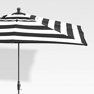 View 10' Rectangular Sunbrella ® Black Cabana Stripe Outdoor Patio Umbrella with Black Frame details