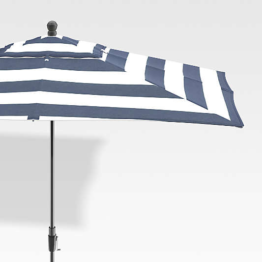 10' Rectangular Sunbrella ® Cabana Stripe Navy Patio Umbrella with Black Frame