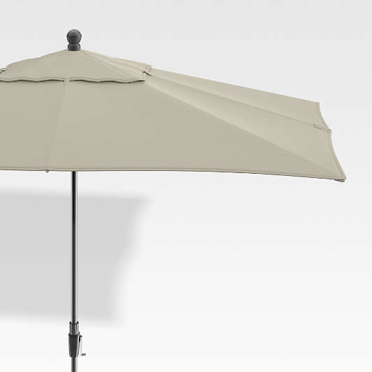 10' Rectangular Sunbrella ® Stone Outdoor Patio Umbrella with Black Frame