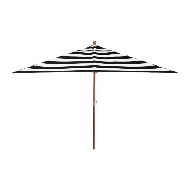 10' Rectangular Sunbrella ® Black Cabana Stripe Outdoor Patio Umbrella with Eucalyptus Frame - image 3 of 4