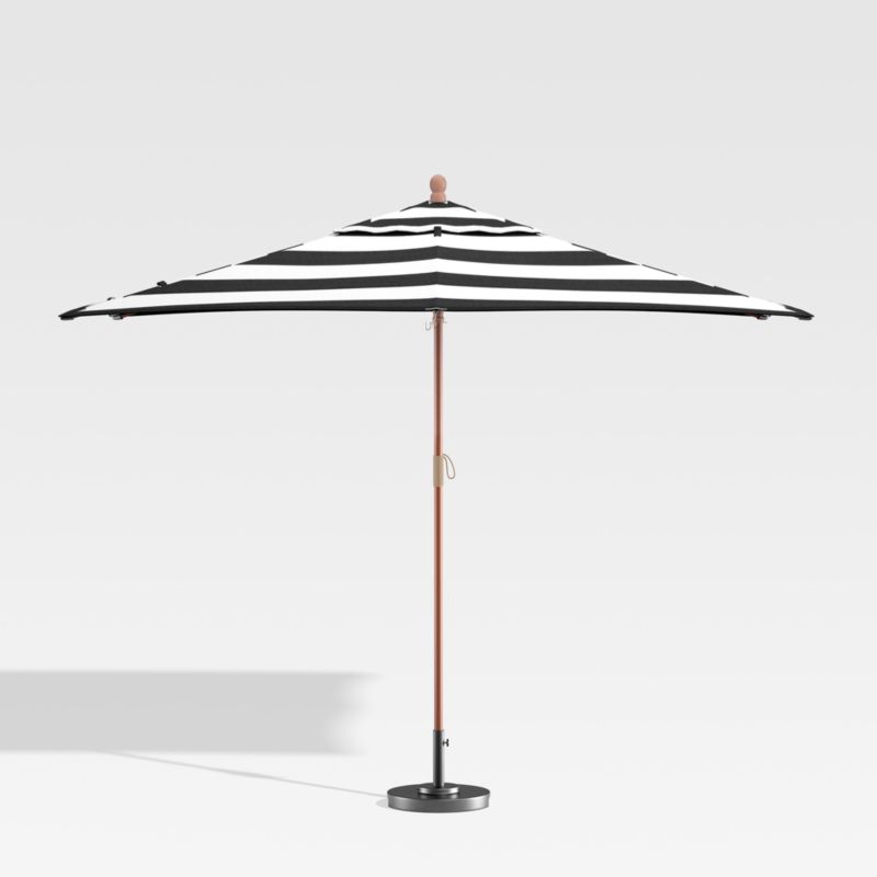 10' Rectangular Sunbrella ® Black Cabana Stripe Outdoor Patio Umbrella with Eucalyptus Frame - image 1 of 4