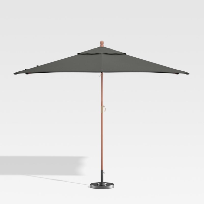 10' Rectangular Sunbrella ® Charcoal Outdoor Patio Umbrella with Eucalyptus Frame