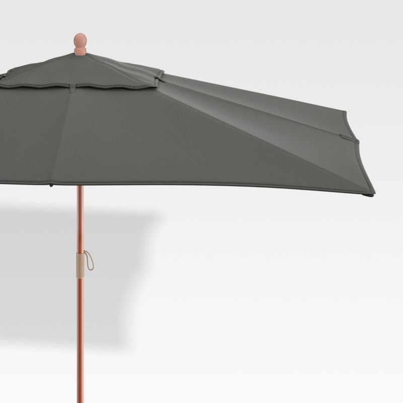 10' Rectangular Sunbrella ® Charcoal Outdoor Patio Umbrella with Eucalyptus Frame