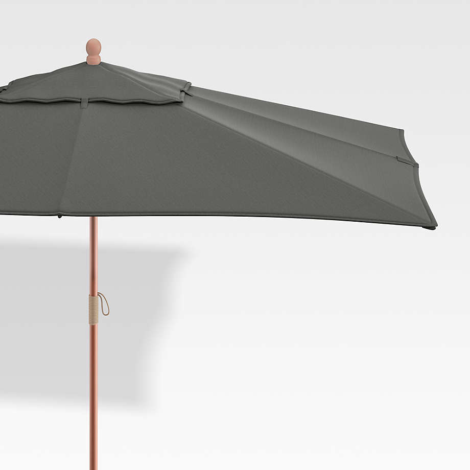 10' Rectangular Sunbrella ® Charcoal Outdoor Patio Umbrella with Eucalyptus Frame