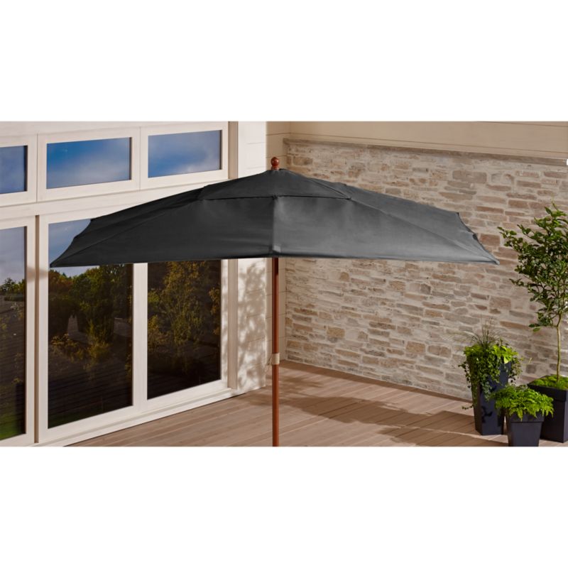 10' Rectangular Sunbrella ® Charcoal Outdoor Patio Umbrella with Eucalyptus Frame