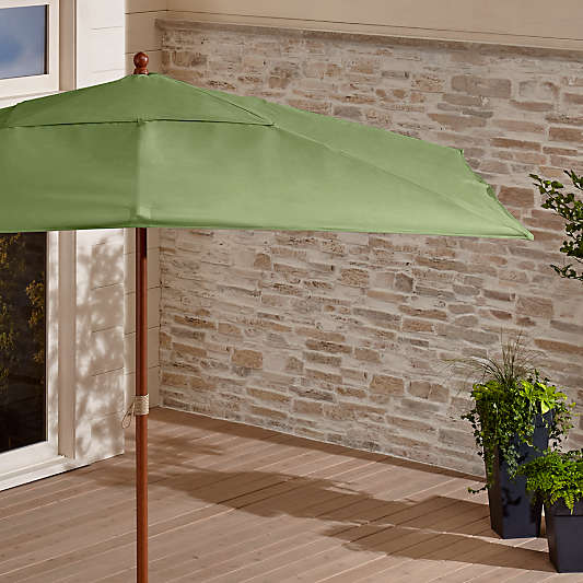 Rectangular Sunbrella ® Cilantro Patio Umbrella with Eucalyptus Frame