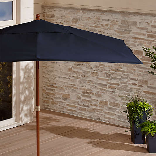 Rectangular Sunbrella ® Dark Navy Patio Umbrella with Eucalyptus Frame